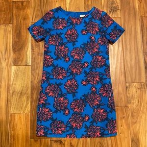 J Crew blue and pink floral shift dress